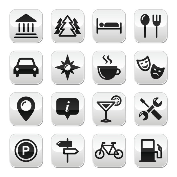 旅游旅游按钮设置-矢量图片下载