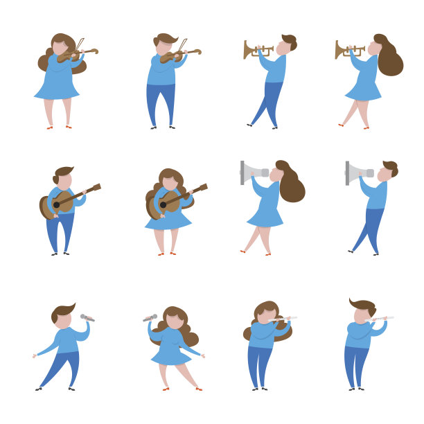 音乐家和乐器图标图片下载