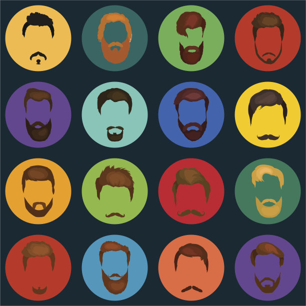 男士适合理发的新潮发型。孤立的集合图片下载