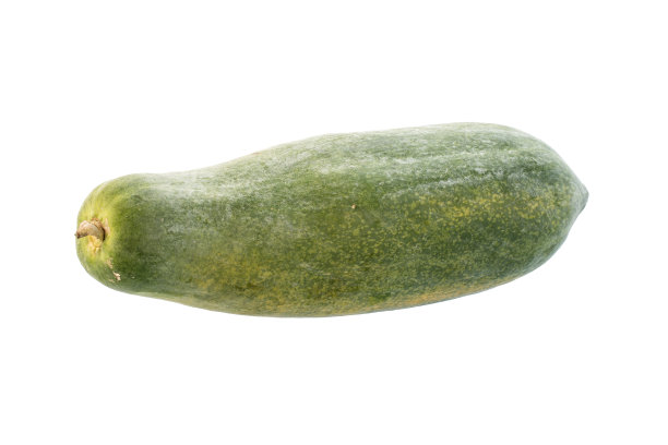 在白色背景上孤立的绿色木瓜图片下载