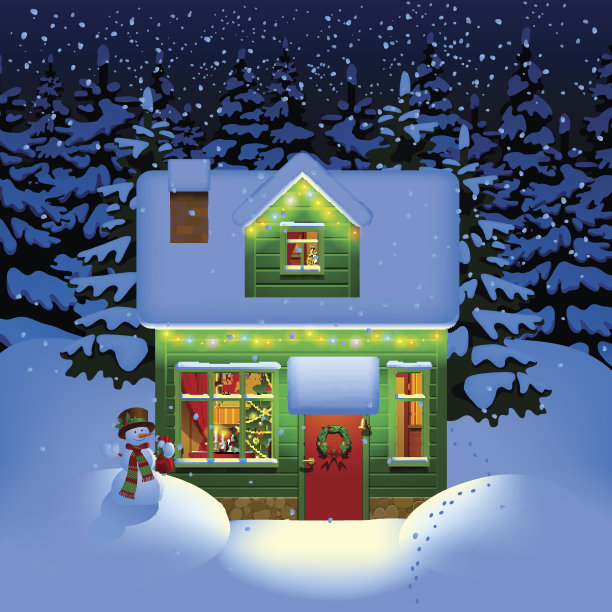 圣诞夜的房子图片下载