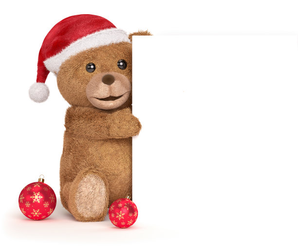 有圣诞装饰板的泰迪熊图片下载