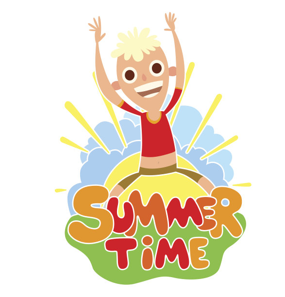 “夏天”，有趣的男孩跳着笑着图片下载