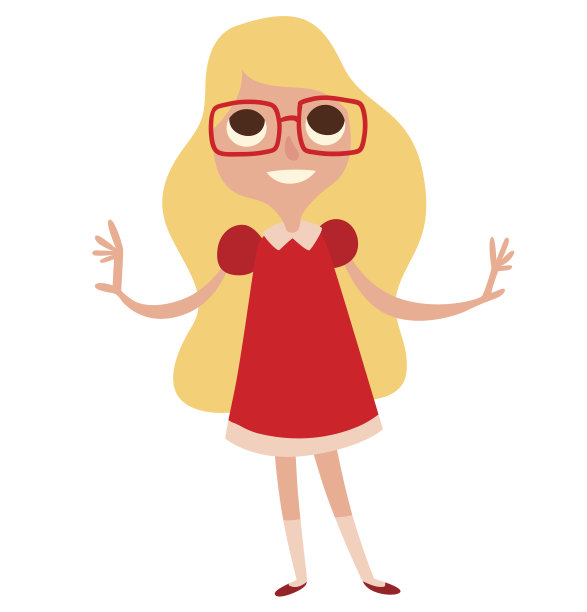 戴眼镜的可爱小女孩，金色长发图片下载