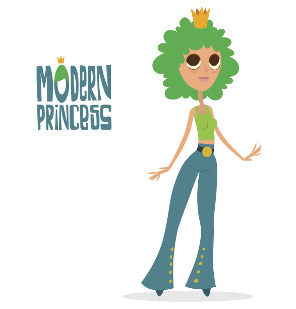 一头绿色卷发的现代公主图片下载