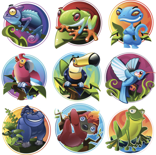 卡通热带动物图片下载