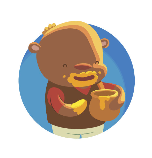 圆圆的蓝色框架和可爱的小棕熊图片下载