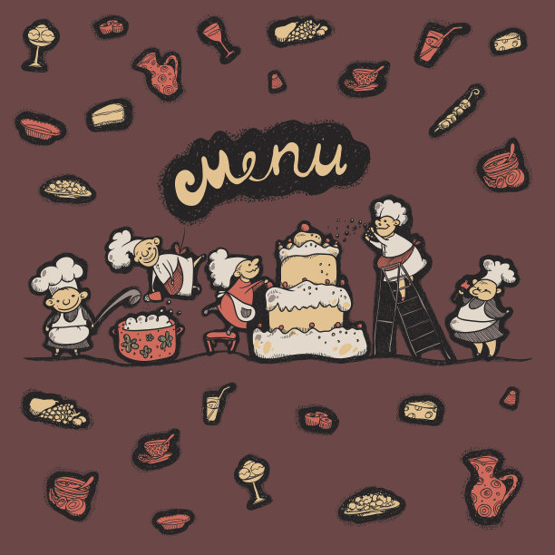 封面菜单欢快的厨师准备一顿饭图片下载