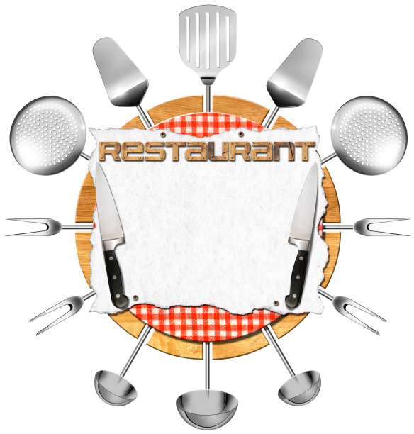 带有厨房用具的餐厅招牌图片下载