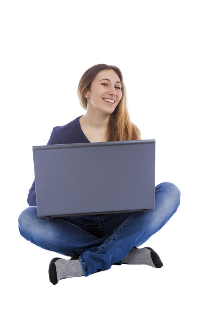 手提电脑女孩图片下载