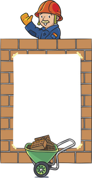 带有墙和建筑工人的横幅或框架图片下载