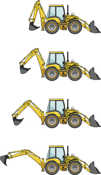 滑移装载机。重型建筑机器。矢量图图片下载