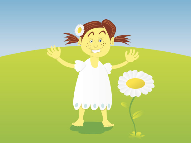 小女孩拿着花图片下载