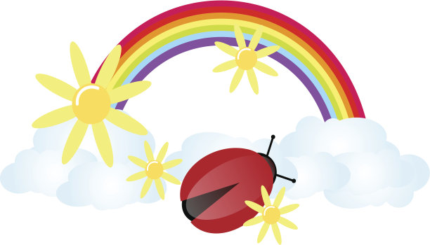 瓢虫彩虹场景图片下载