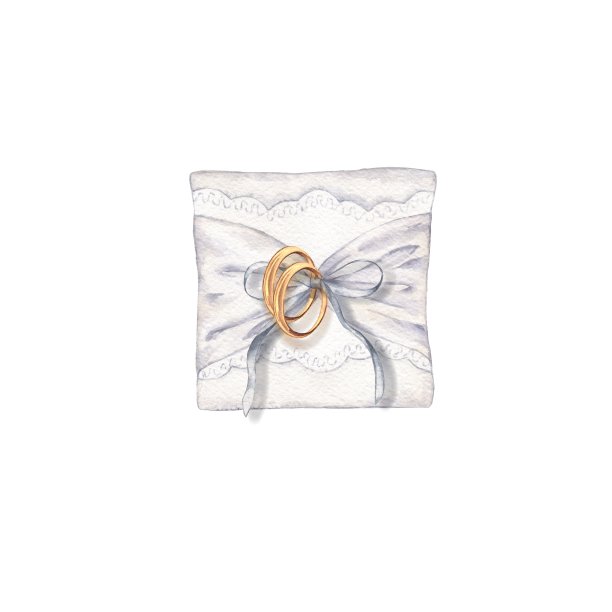 枕头上的结婚戒指。图片下载