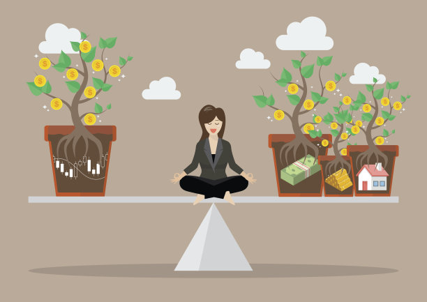 重新调整投资组合资产配置的女商人图片下载