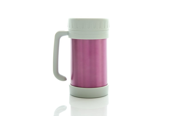 热保护-粉色热水瓶，用于咖啡杯，隔离图片下载