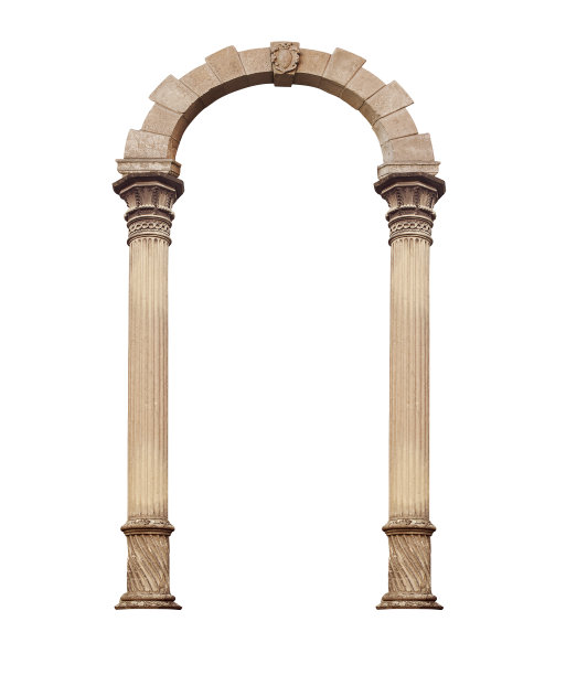 美丽的古董拱门孤立在白色的背景图片下载