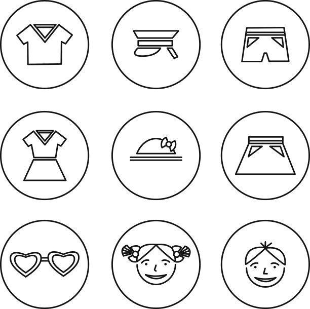 线矢量图标。孩子们的衣服图片下载