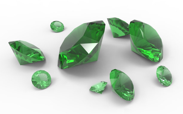 绿色钻石孤立在白色之上图片下载