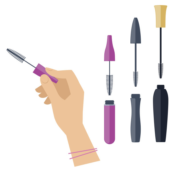 女人的手用化妆品:睫毛刷。图片下载