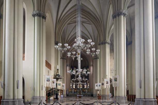 乌克兰利沃夫圣奥尔哈和伊丽莎白教堂内部。图片下载