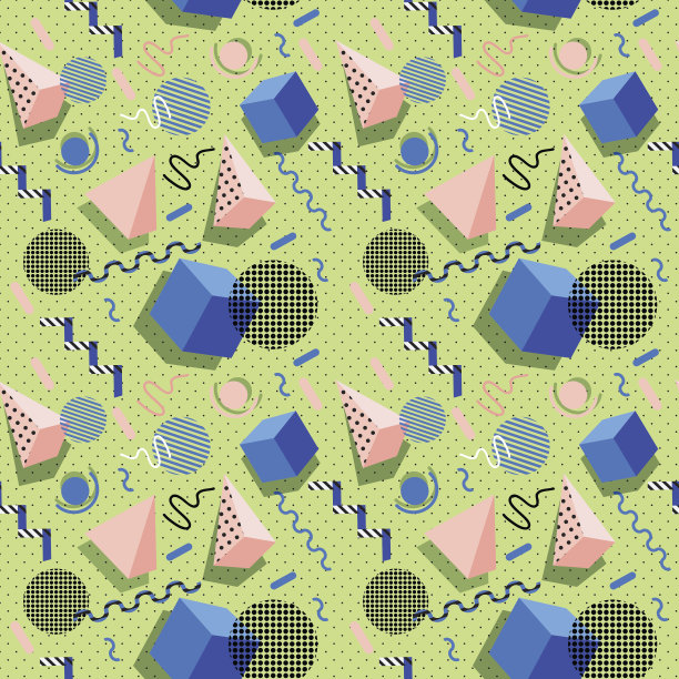 集几何复古风格元素和无缝图片下载