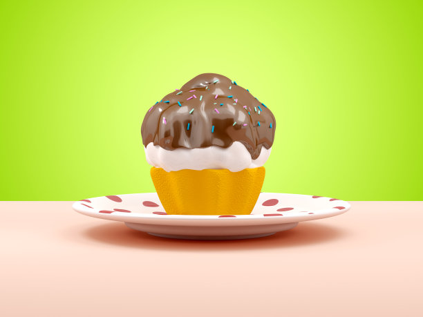 杯子蛋糕放在盘子里图片下载