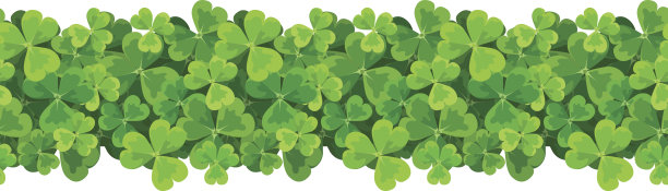 圣帕特里克节矢量水平无缝背景与三叶草。图片下载