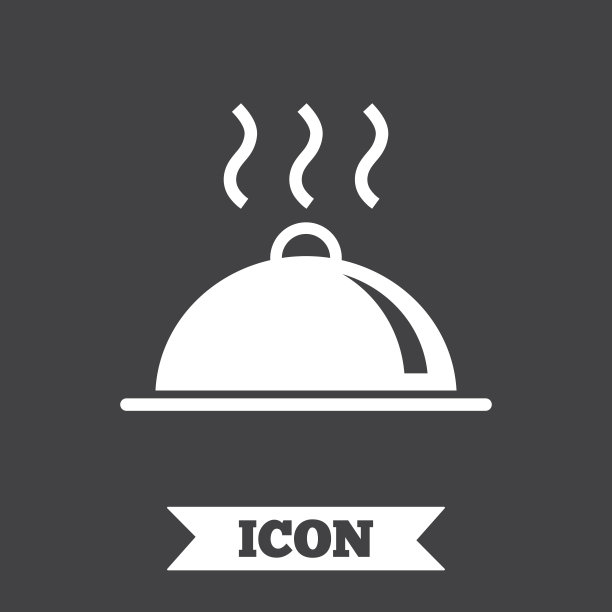 食物盘服务标志图标。表设置。图片下载