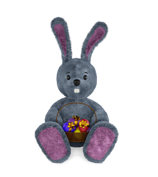 兔子和复活节彩蛋。三维渲染图片下载