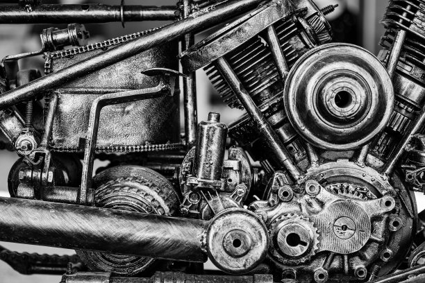 旧的摩托车发动机。图片下载