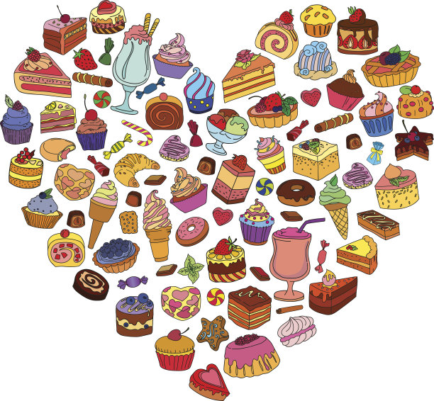 不同糖果的心的形状向量集图片下载