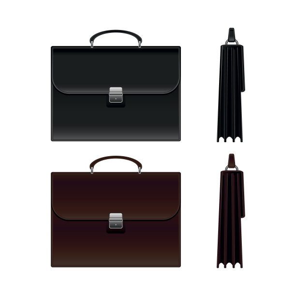 黑色和棕色的商务公文包。图片下载