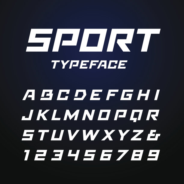 运动的字体。矢量字母与拉丁字母和数字。图片下载