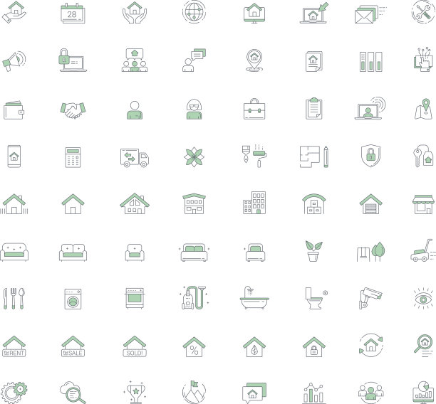 房地产管理矢量线性图标集图片下载
