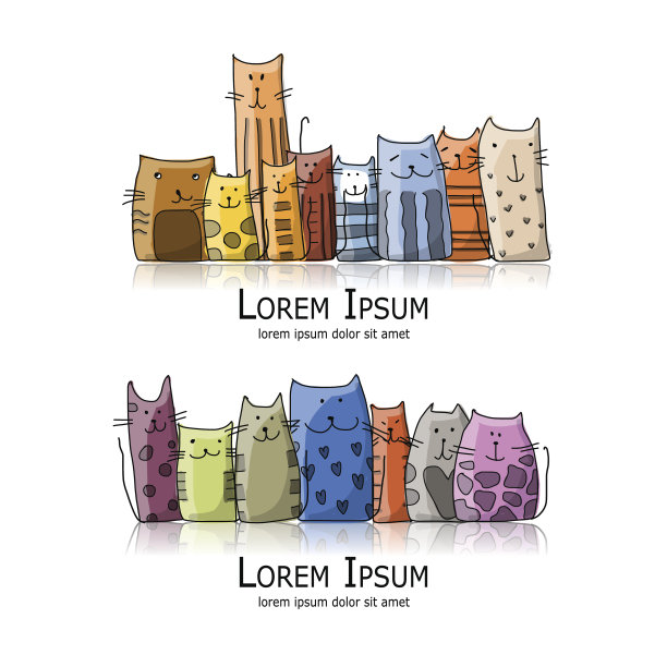 有趣的猫家族，为你的设计草图图片下载