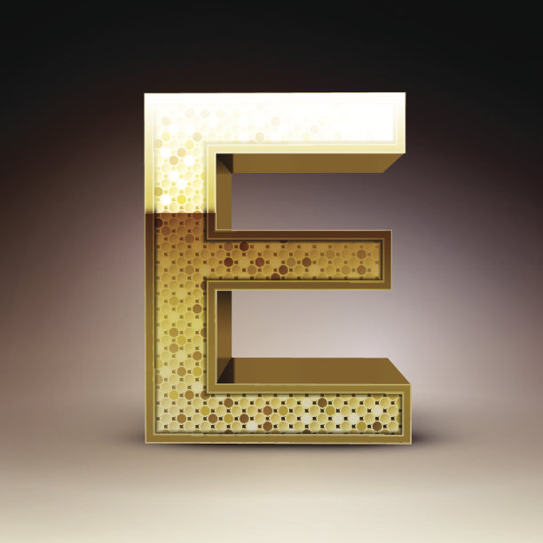 3d金色亮片字母E图片下载