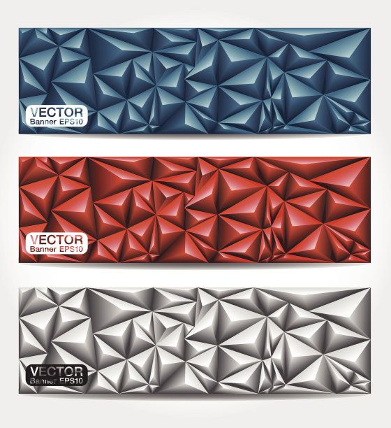 旗帜与多色多边形。几何三角形抽象现代矢量插图图片下载