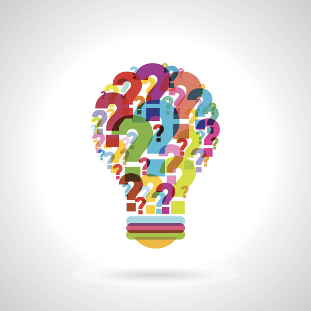 彩色查询标记灯泡素材图片