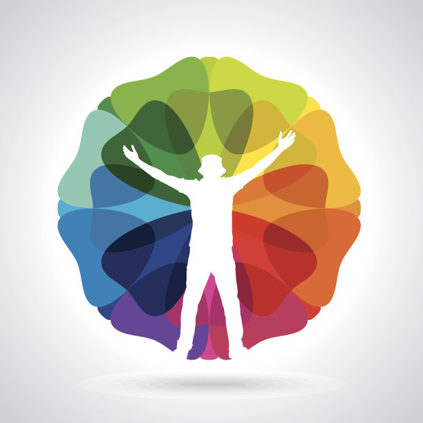 举臂庆祝成功的商务男人剪影插画图片下载