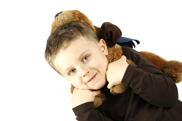 男孩和毛绒狗图片下载