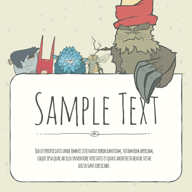 可爱的涂鸦怪物的问候或邀请卡的地方图片下载