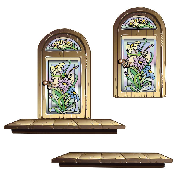 木门与彩色玻璃图片下载