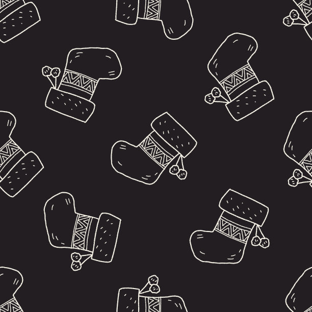 圣诞袜子涂鸦无缝图案背景图片下载