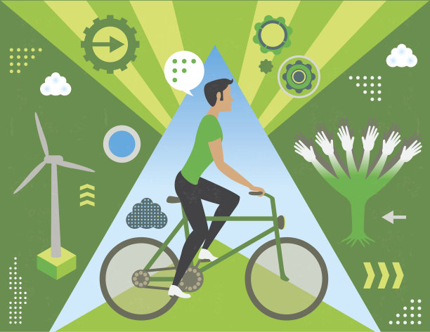 骑自行车的人的清洁能源概念图片下载