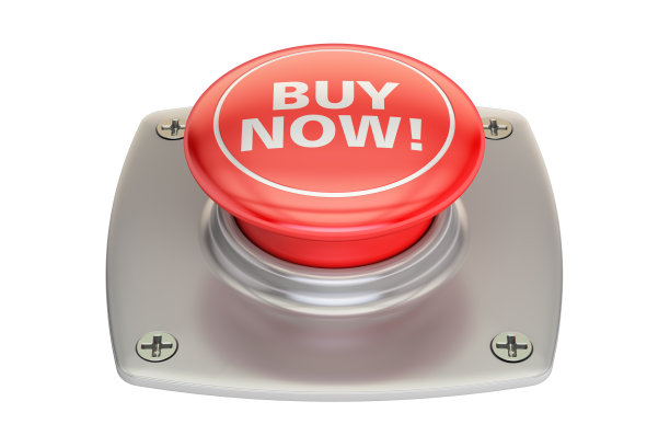 现在购买红色按钮，3D渲染孤立的白色背景图片下载