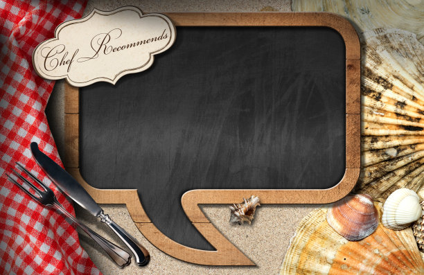 主厨推荐-黑板上的海鲜菜单图片下载
