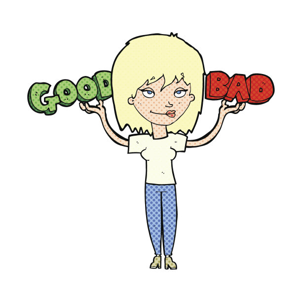 卡通女性在权衡选择图片下载