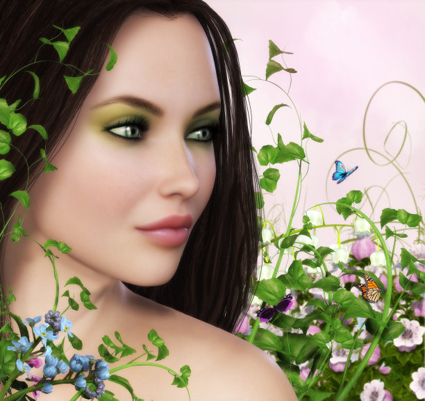 春天的女孩素材图片